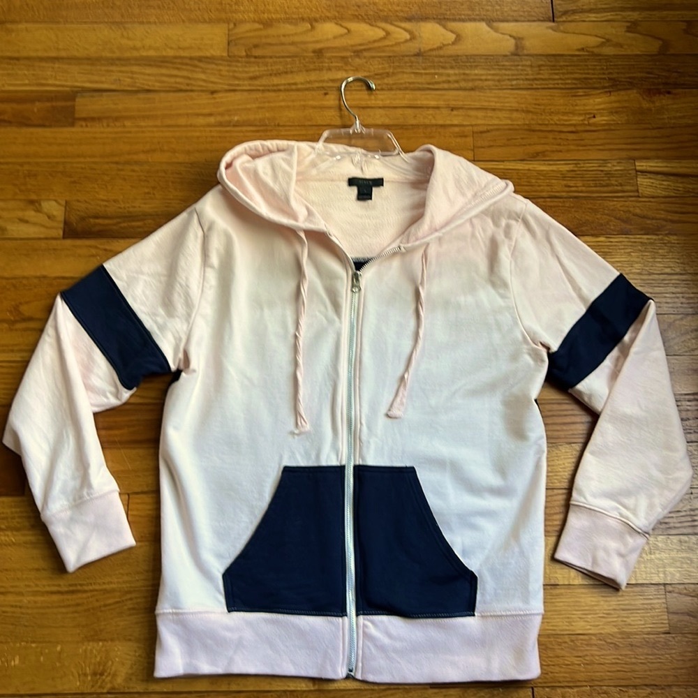J Crew pink and blue hoodie, size large